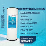 Pool Cartridge, replaces Jandy CS150, X-Stream CC1500, CCX1500RE, Pro Clean 150, PWWCT150, R0462300, PJANCS150, C-8414, FC-1287, 150 Sq. Ft FP-24150, 1Pack