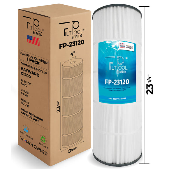 Pool Cartridge, replaces C1200 Hayward,  PA120, Unicel C-8412, Filbur FC-1293, FP-23120, 1 Pack