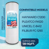 Pool Cartridge, replaces C1200 Hayward,  PA120, Unicel C-8412, Filbur FC-1293, FP-23120, 1 Pack