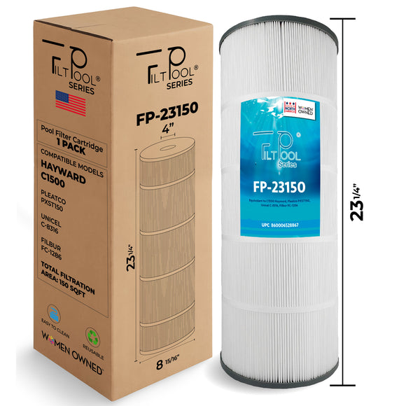 Pool Cartridge, replaces C1500 Hayward, PXST150, Unicel C-8316, Filbur FC-1286, FP-23150, 1 Pack