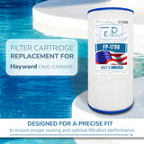 Pool Filter Replaces Hayward C900, CX900RE, Pleatco PA90, Ultral-B6, Unicel C-8409, Filbur FC-1292, Sta-Rite PXC95, 90 sq.ft, L x OD: 17 3/8" x 8 15/16" FP-1790, 1 Pack