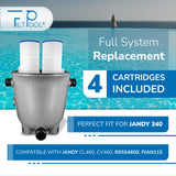 Pool Cartridge, Replaces Jandy CL340, CV340 A0557900, R0554500; PJAN85, Unicel C-7459, Filbur FC-0800, 6405, FP-2785,4Pack