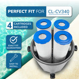 Pool Cartridge, Replaces Jandy CL340, CV340 A0557900, R0554500; PJAN85, Unicel C-7459, Filbur FC-0800, 6405, FP-2785,4Pack