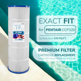 Pool Filter Replaces Pentair CCP320, Pleat PCC80-PAK4, Ultral-A5, Unicel C-7470, R173573, Filbur FC-1976, 178580, 817-0081, Clean and Clear Plus 320, FP-2080