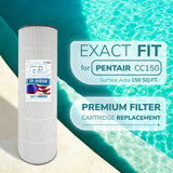 Pool Cartridge, replaces Pentair CC150, R173216, Unicel C-9415, Filbur FC-0687 & PAP150, PLF150A, FP-3110150, 1 Pack