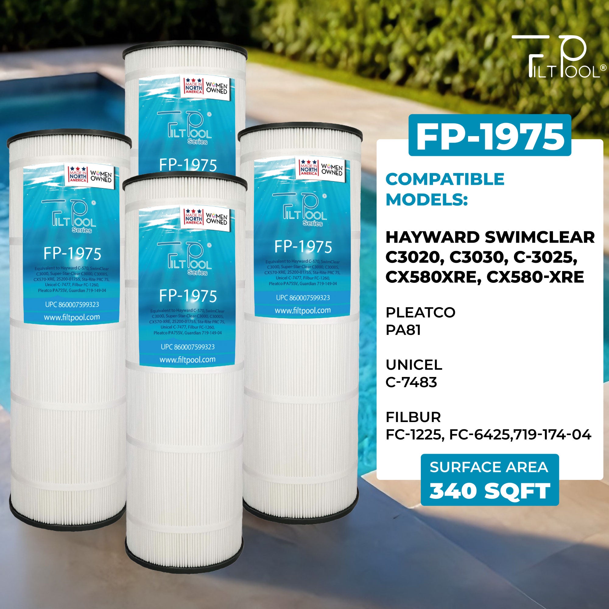 Cryspool 4 X Pool Filter Compatible With Hayward CX580XRE