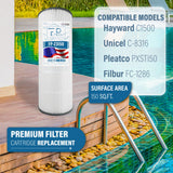 Pool Cartridge, replaces C1500 Hayward, PXST150, Unicel C-8316, Filbur FC-1286, FP-23150, 1 Pack