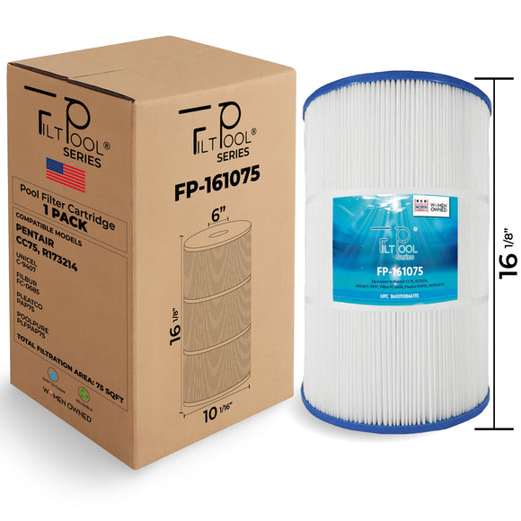 Filter Cartridge, replaces: Pentair CC75, R173214, Unicel C-9407, Filbur FC-0685, Pleatco PAP75, PLFPAP75, FP-161075, 1 Pack